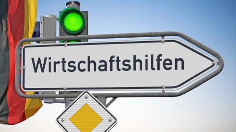 Straßenschild Wirtschafshilfen 